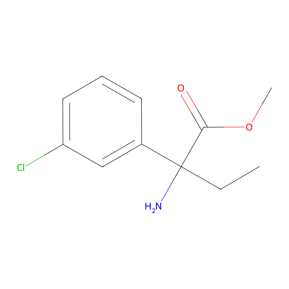 Methyl 2-amino-2-(3-chlorophenyl)butanoate molecular structure, CAS 1182928-35-3