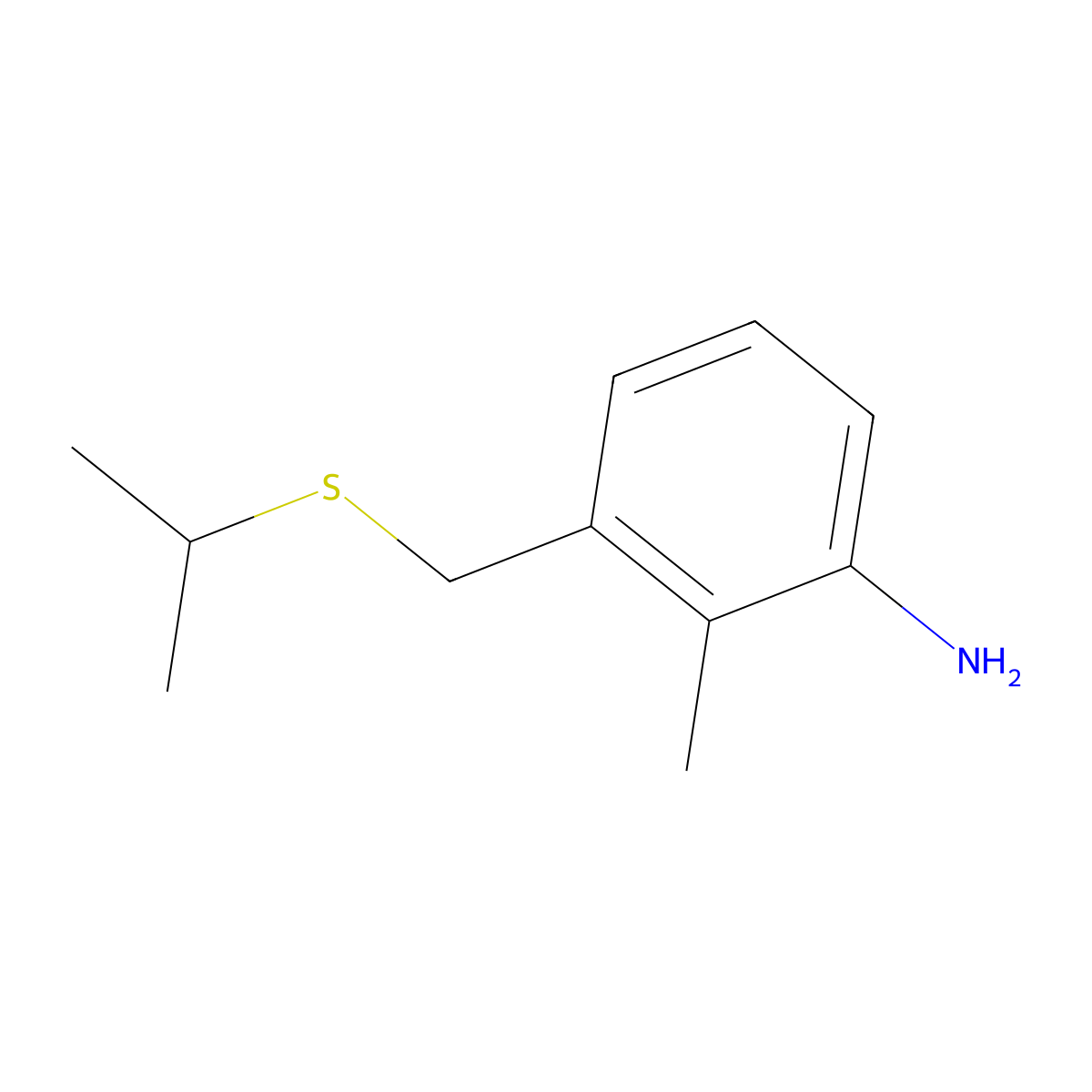 2-Methyl-3-[(propan-2-ylsulfanyl)methyl]aniline molecular structure, CAS 1182942-88-6
