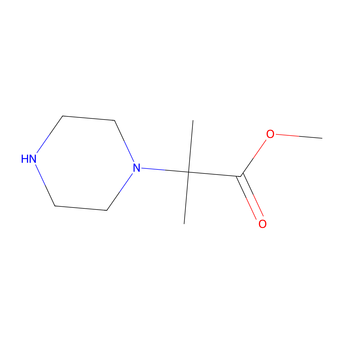 Methyl 2-methyl-2-(piperazin-1-yl)propanoate molecular structure, CAS 1182949-28-5