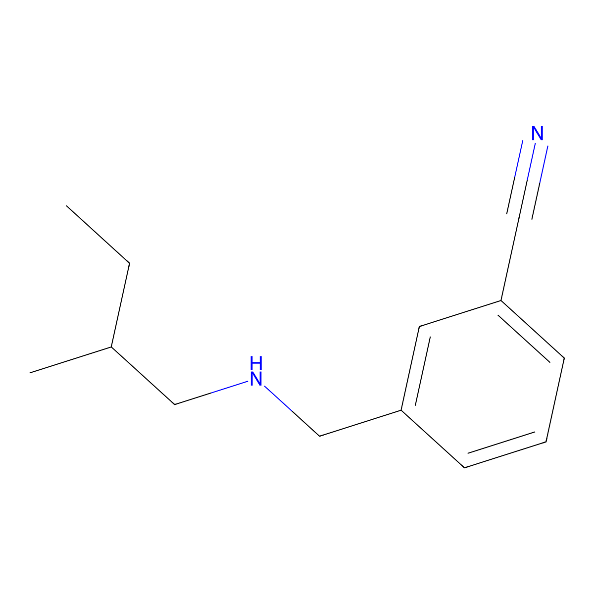 3-{[(2-Methylbutyl)amino]methyl}benzonitrile molecular structure, CAS 1182964-53-9