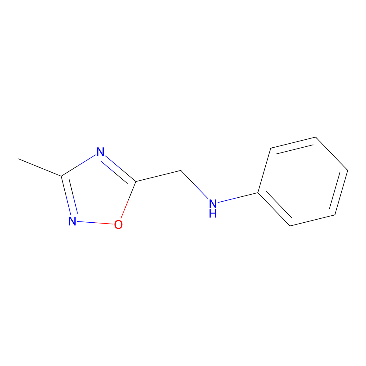 N-((3-methyl-1,2,4-oxadiazol-5-yl)methyl)aniline molecular structure, CAS 1182973-72-3