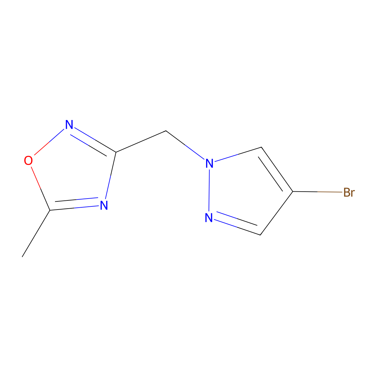 3-[(4-bromo-1H-pyrazol-1-yl)methyl]-5-methyl-1,2,4-oxadiazole molecular structure, CAS 1182974-08-8