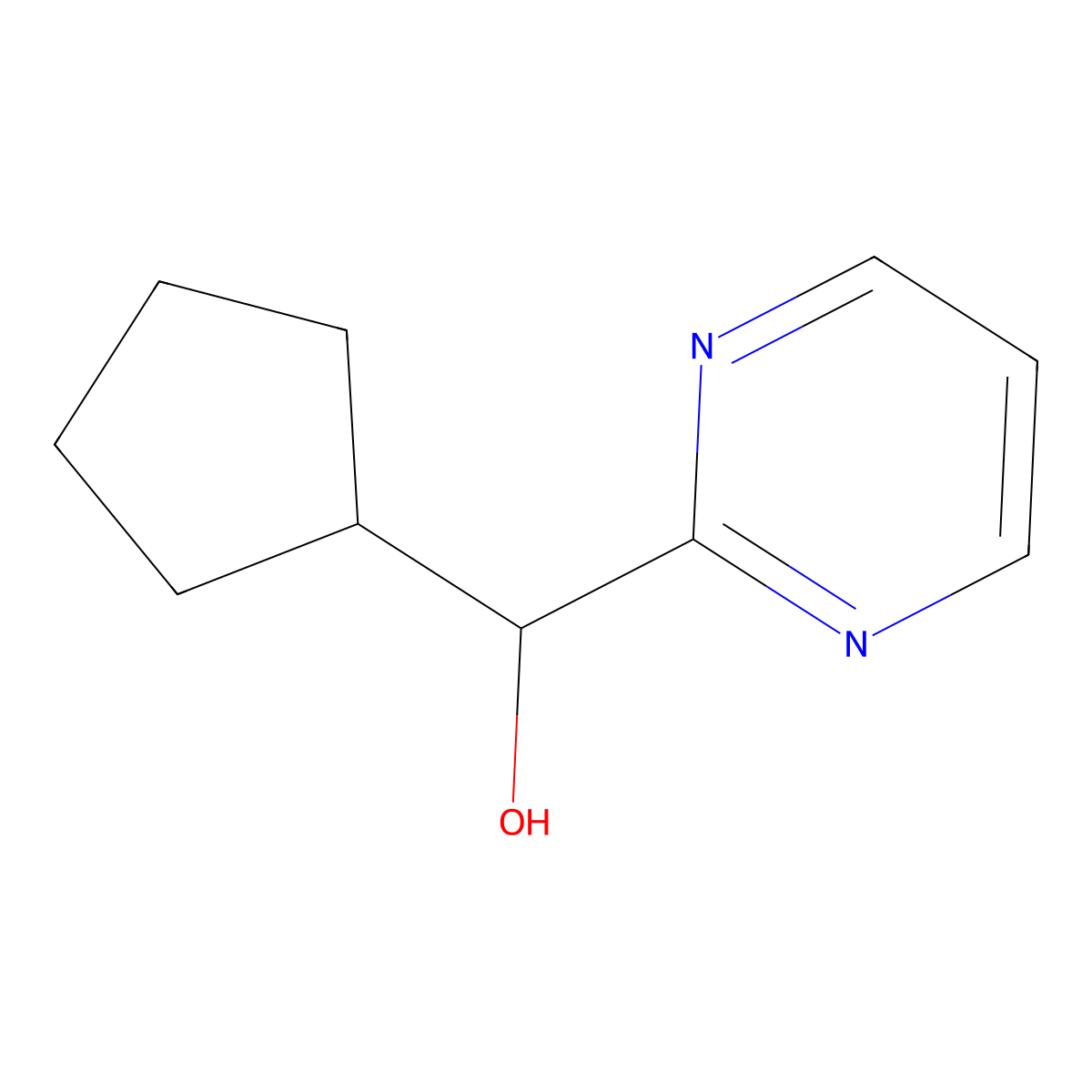 Cyclopentyl(pyrimidin-2-yl)methanol molecular structure, CAS 1182977-20-3