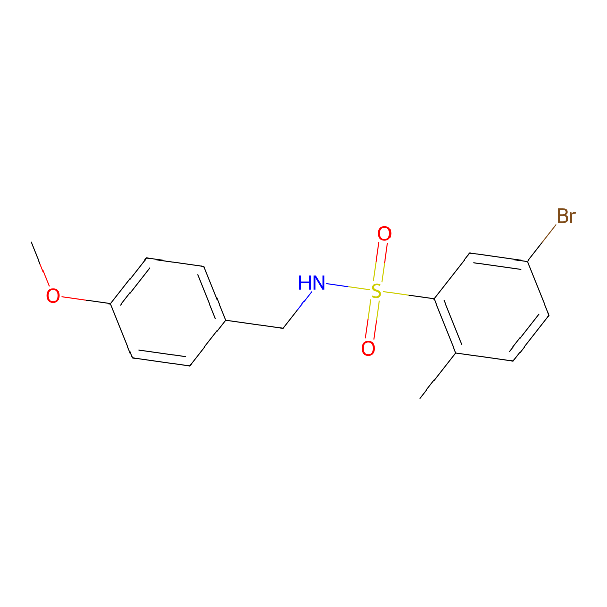 5-bromo-N-(4-methoxybenzyl)-2-methylbenzenesulfonamide molecular structure, CAS 1182982-08-6