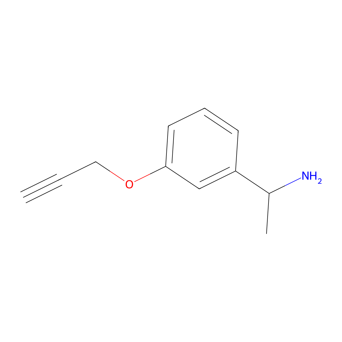 1-[3-(Prop-2-yn-1-yloxy)phenyl]ethan-1-amine molecular structure, CAS 1182989-98-5