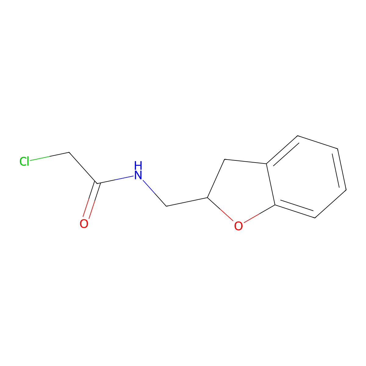 2-chloro-N-((2,3-dihydro-1-benzofuran-2-yl)methyl)acetamide molecular structure, CAS 1182992-49-9