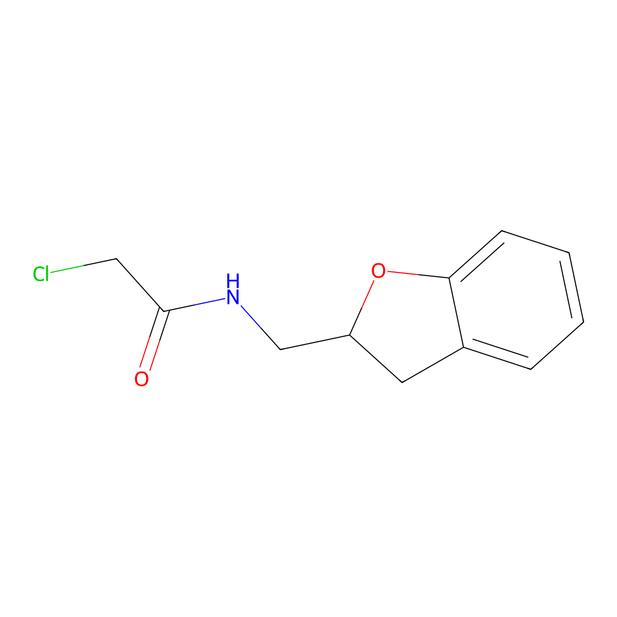 2-chloro-N-((2,3-dihydro-1-benzofuran-2-yl)methyl)acetamide molecular structure, CAS 1182992-49-9