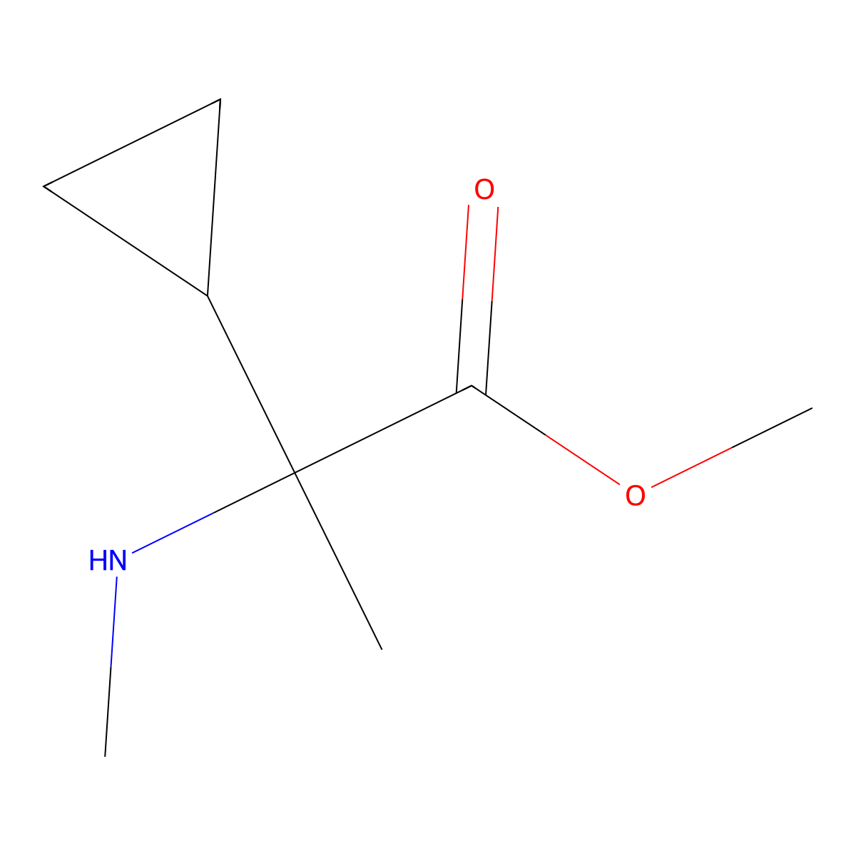 Methyl 2-cyclopropyl-2-(methylamino)propanoate molecular structure, CAS 1182997-05-2