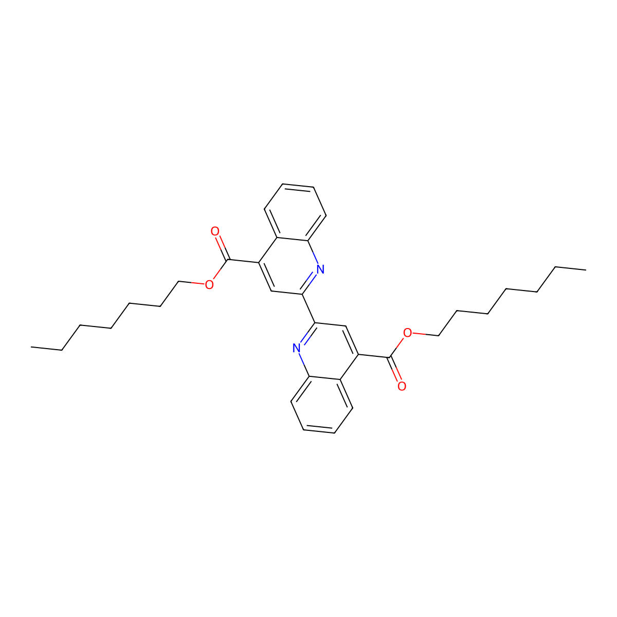 (2,2')Biquinolinyl-4,4'-dicarboxylic acid diheptyl ester molecular structure, CAS 1183-31-9