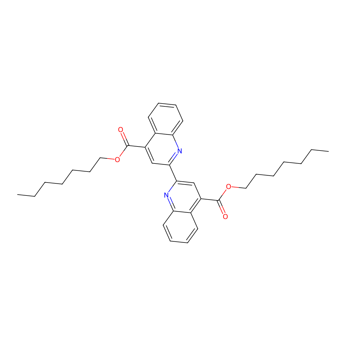 (2,2')Biquinolinyl-4,4'-dicarboxylic acid diheptyl ester molecular structure, CAS 1183-31-9