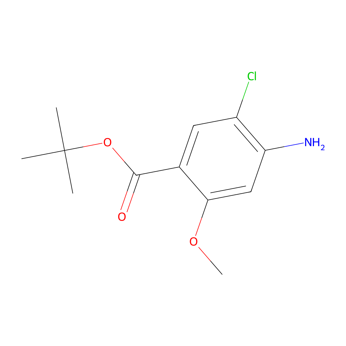 Tert-butyl 4-amino-5-chloro-2-methoxybenzoate molecular structure, CAS 1183006-36-1
