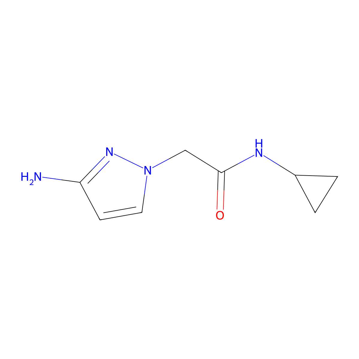 2-(3-amino-1H-pyrazol-1-yl)-N-cyclopropylacetamide molecular structure, CAS 1183011-86-0