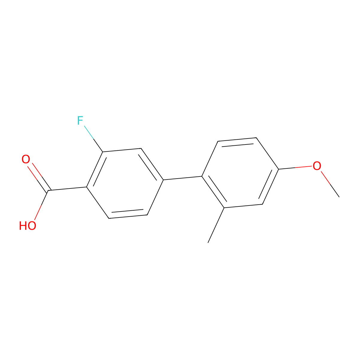 2-Fluoro-4-(4-methoxy-2-methylphenyl)benzoic acid molecular structure, CAS 1183013-63-9