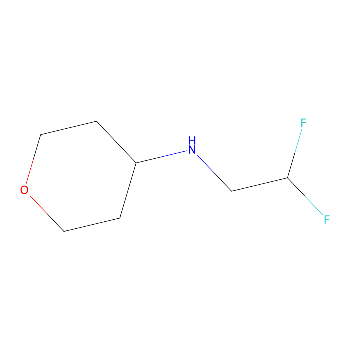 N-(2,2-difluoroethyl)oxan-4-amine molecular structure, CAS 1183014-98-3