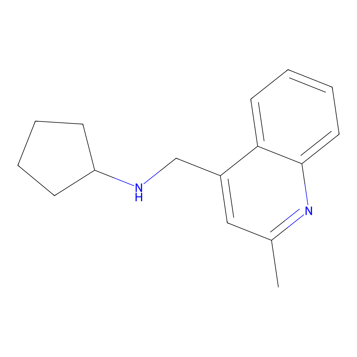 N-[(2-methylquinolin-4-yl)methyl]cyclopentanamine molecular structure, CAS 1183023-23-5