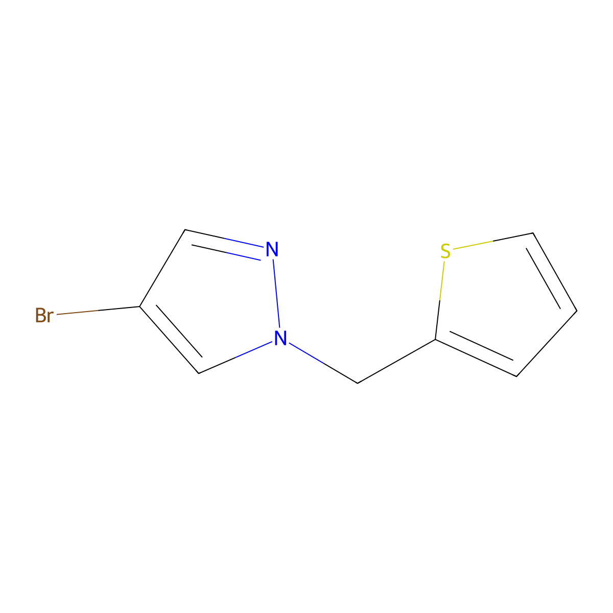 4-Bromo-1-(thiophen-2-ylmethyl)-1H-pyrazole molecular structure, CAS 1183024-77-2
