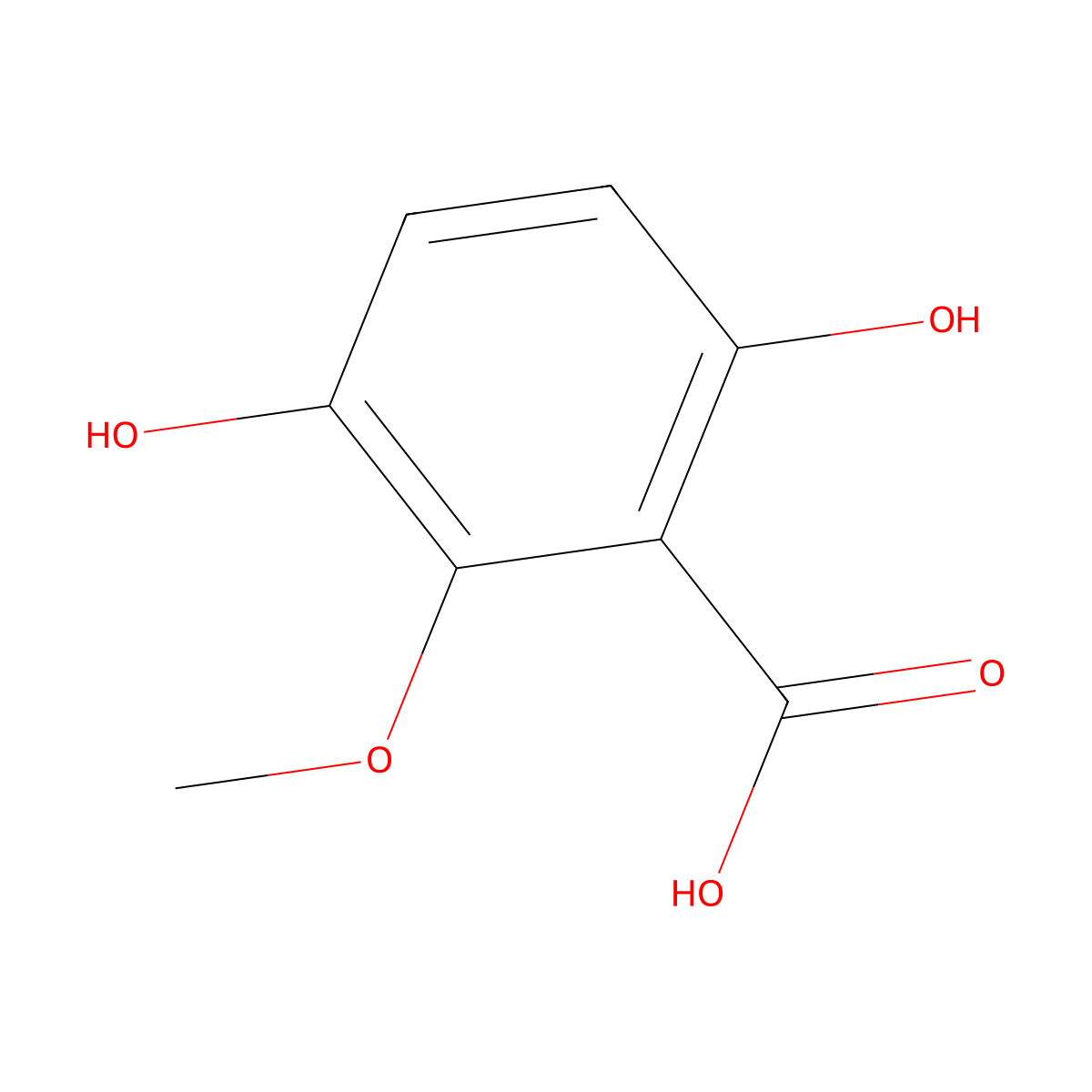 3,6-Dihydroxy-2-methoxybenzoic acid molecular structure, CAS 118303-91-6