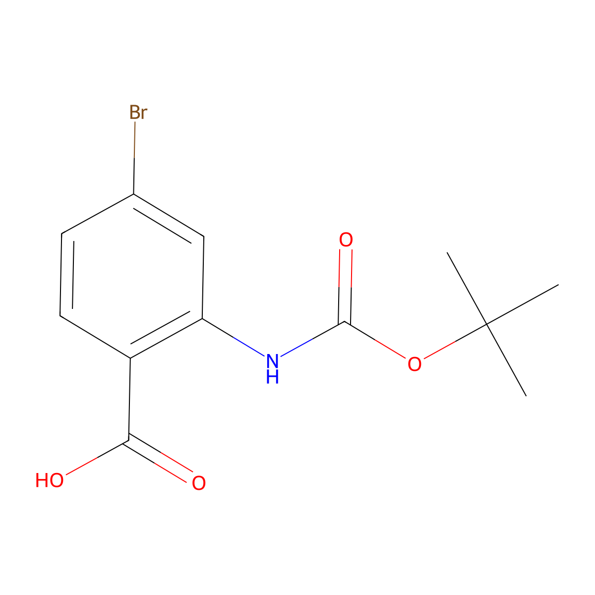 4-Bromo-2-((tert-butoxycarbonyl)amino)benzoic acid molecular structure, CAS 1183031-46-0