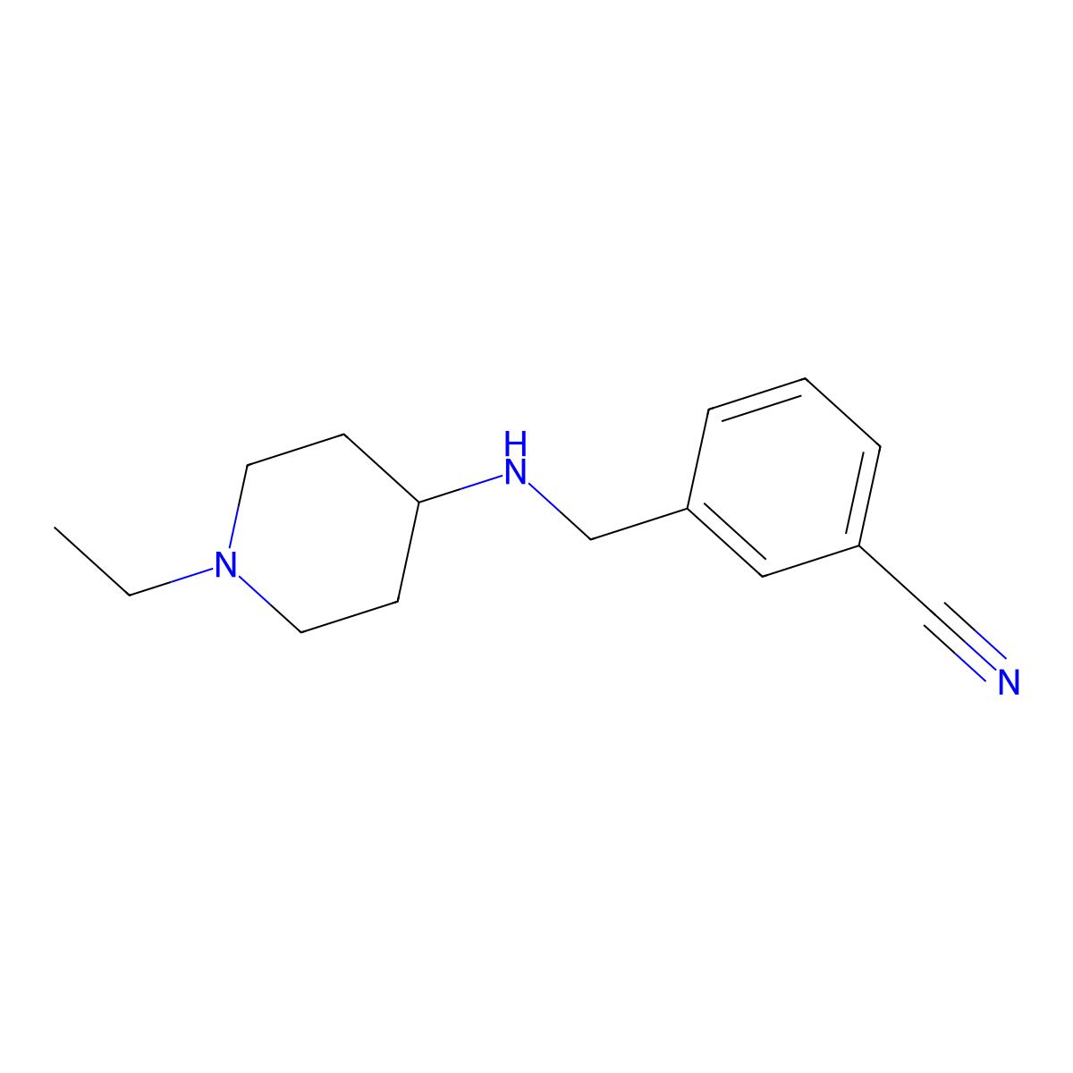 3-(((1-Ethylpiperidin-4-yl)amino)methyl)benzonitrile molecular structure, CAS 1183034-64-1