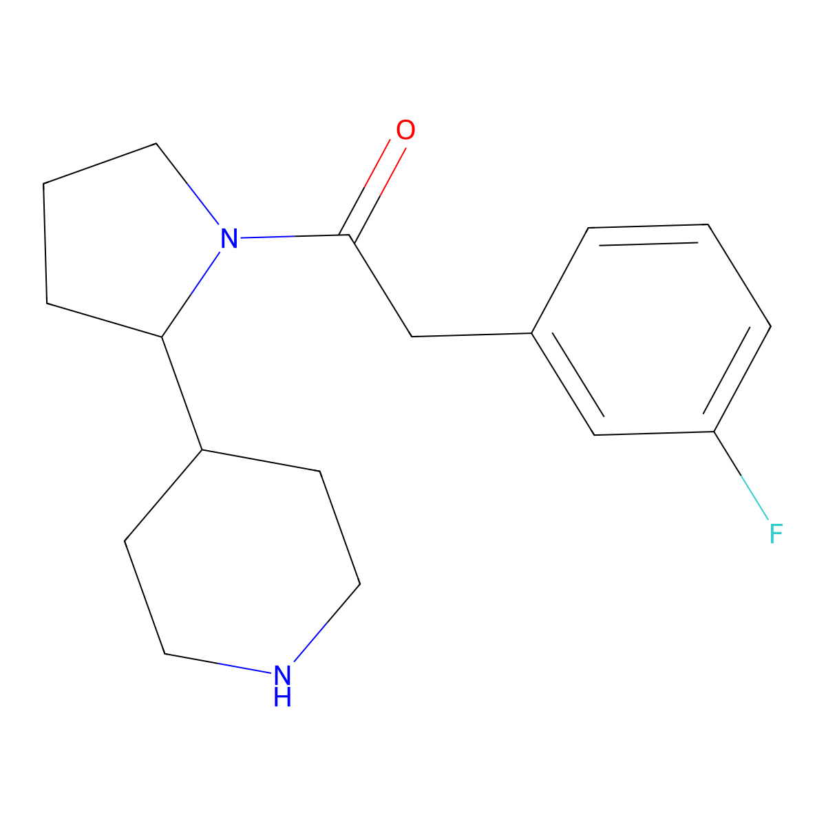 2-(3-Fluorophenyl)-1-[2-(piperidin-4-yl)pyrrolidin-1-yl]ethan-1-one molecular structure, CAS 1183042-26-3