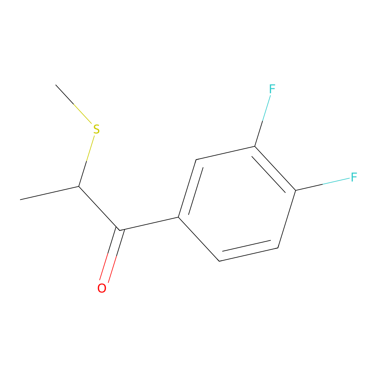 1-(3,4-Difluorophenyl)-2-(methylsulfanyl)propan-1-one molecular structure, CAS 1183044-19-0