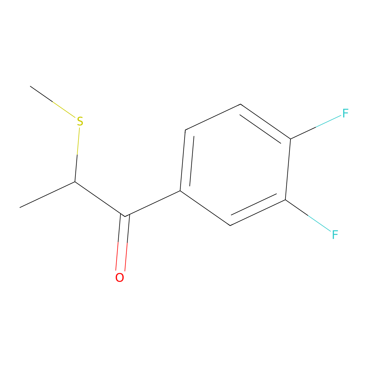 1-(3,4-Difluorophenyl)-2-(methylsulfanyl)propan-1-one molecular structure, CAS 1183044-19-0