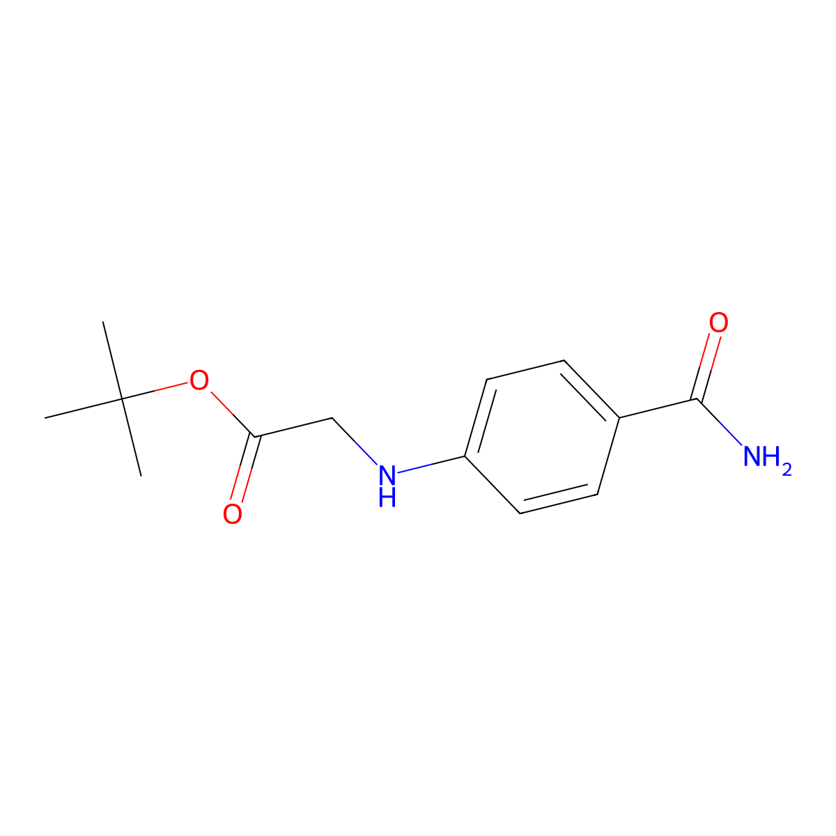 Tert-butyl 2-[(4-carbamoylphenyl)amino]acetate molecular structure, CAS 1183044-98-5