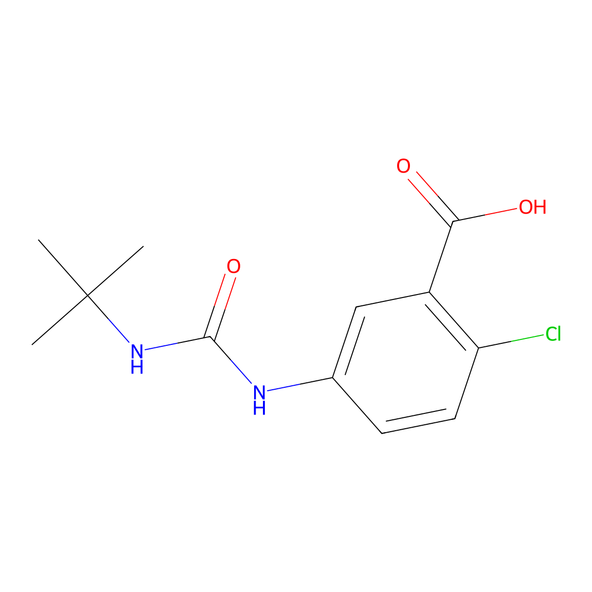 5-[(Tert-butylcarbamoyl)amino]-2-chlorobenzoic acid molecular structure, CAS 1183048-80-7