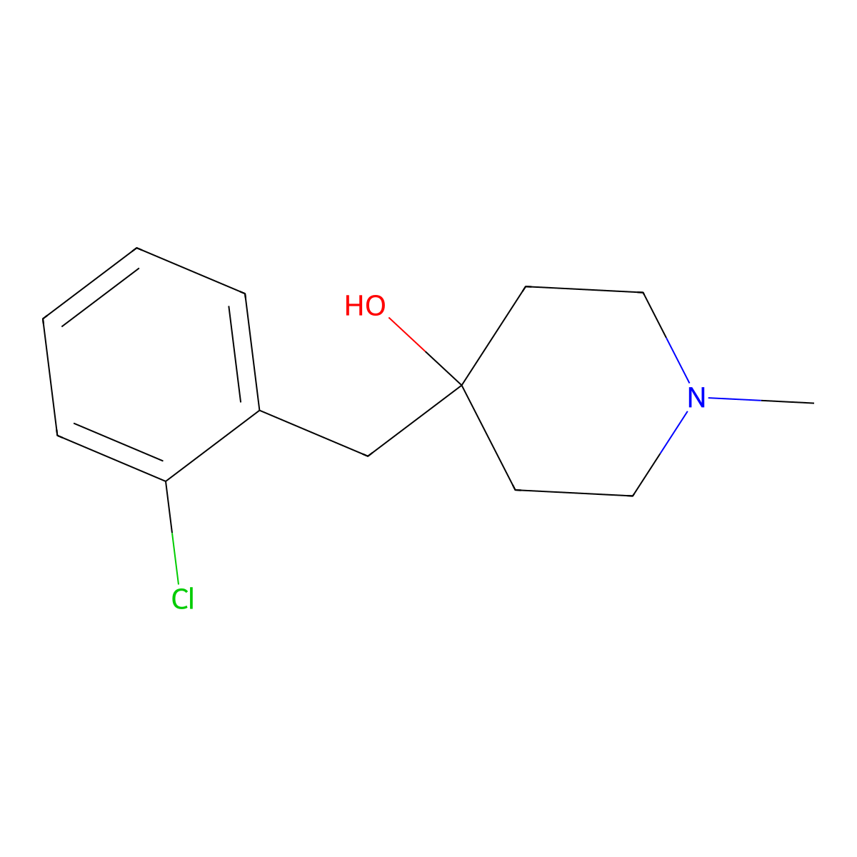 4-[(2-Chlorophenyl)methyl]-1-methylpiperidin-4-ol molecular structure, CAS 1183059-86-0
