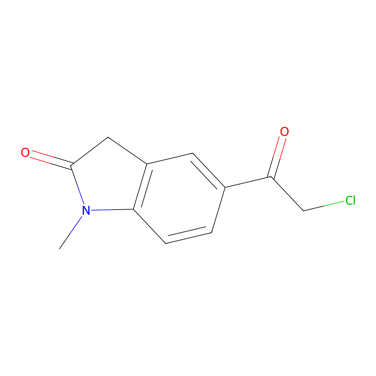 5-(2-chloroacetyl)-1-methyl-2,3-dihydro-1H-indol-2-one molecular structure, CAS 118306-97-1