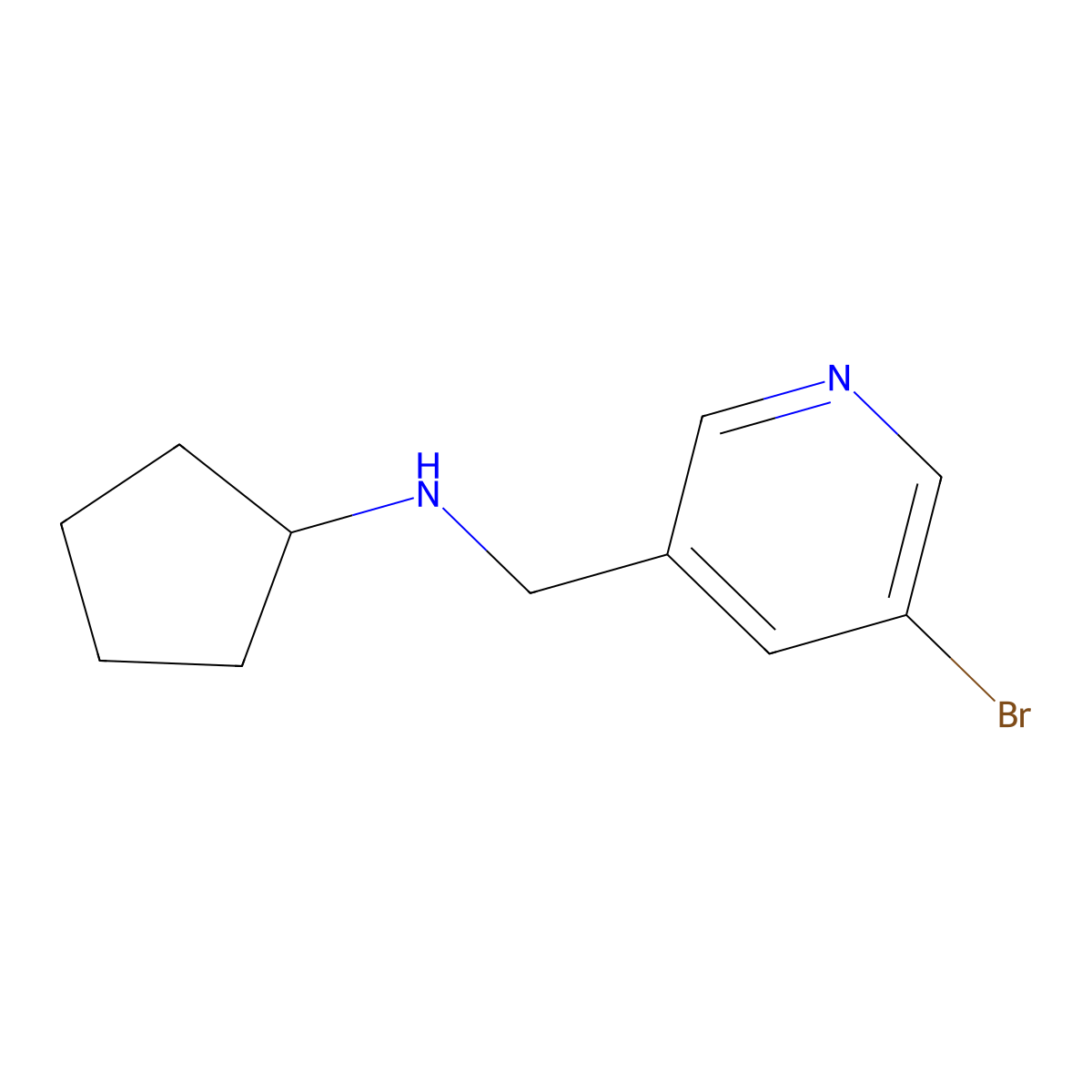 N-((5-bromopyridin-3-yl)methyl)cyclopentanamine molecular structure, CAS 1183060-02-7