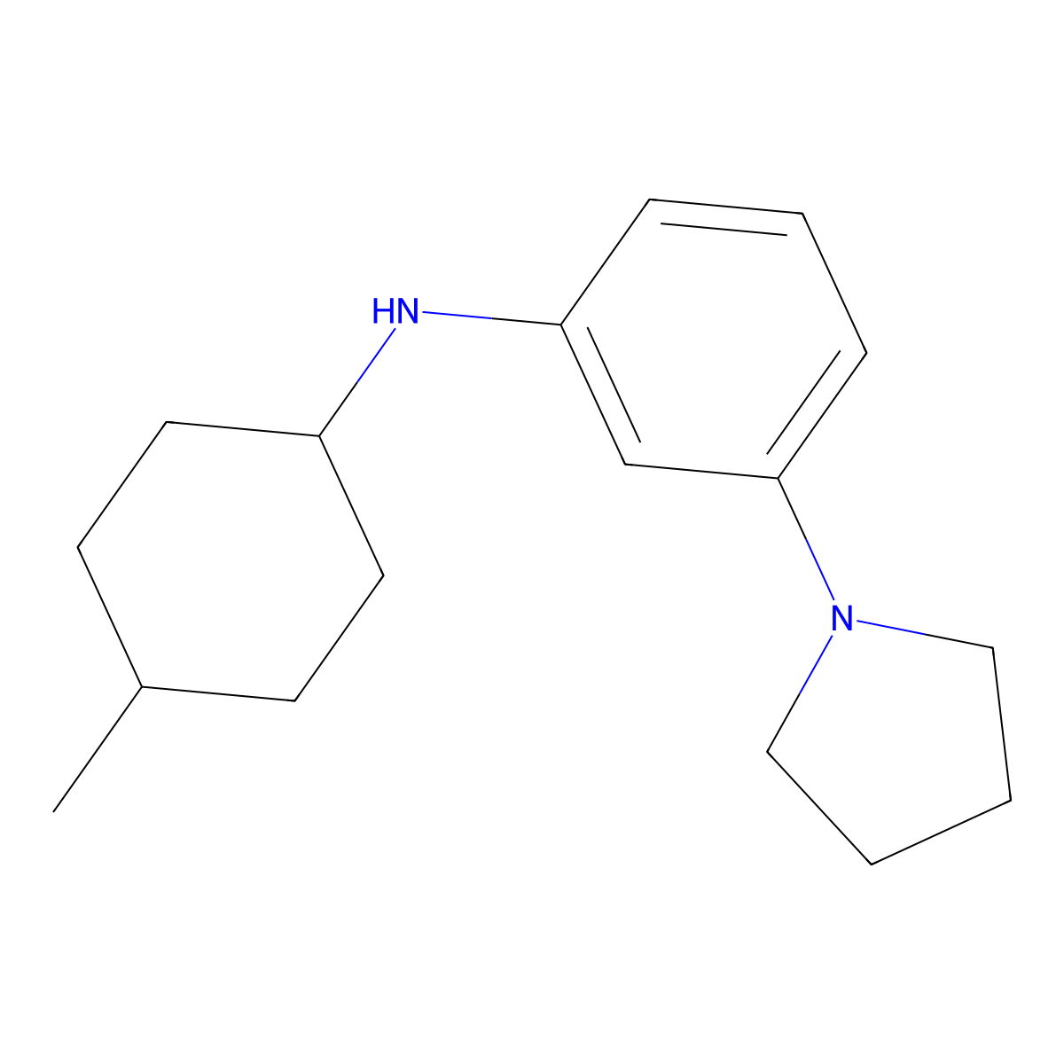 N-(4-methylcyclohexyl)-3-(pyrrolidin-1-yl)aniline molecular structure, CAS 1183061-32-6