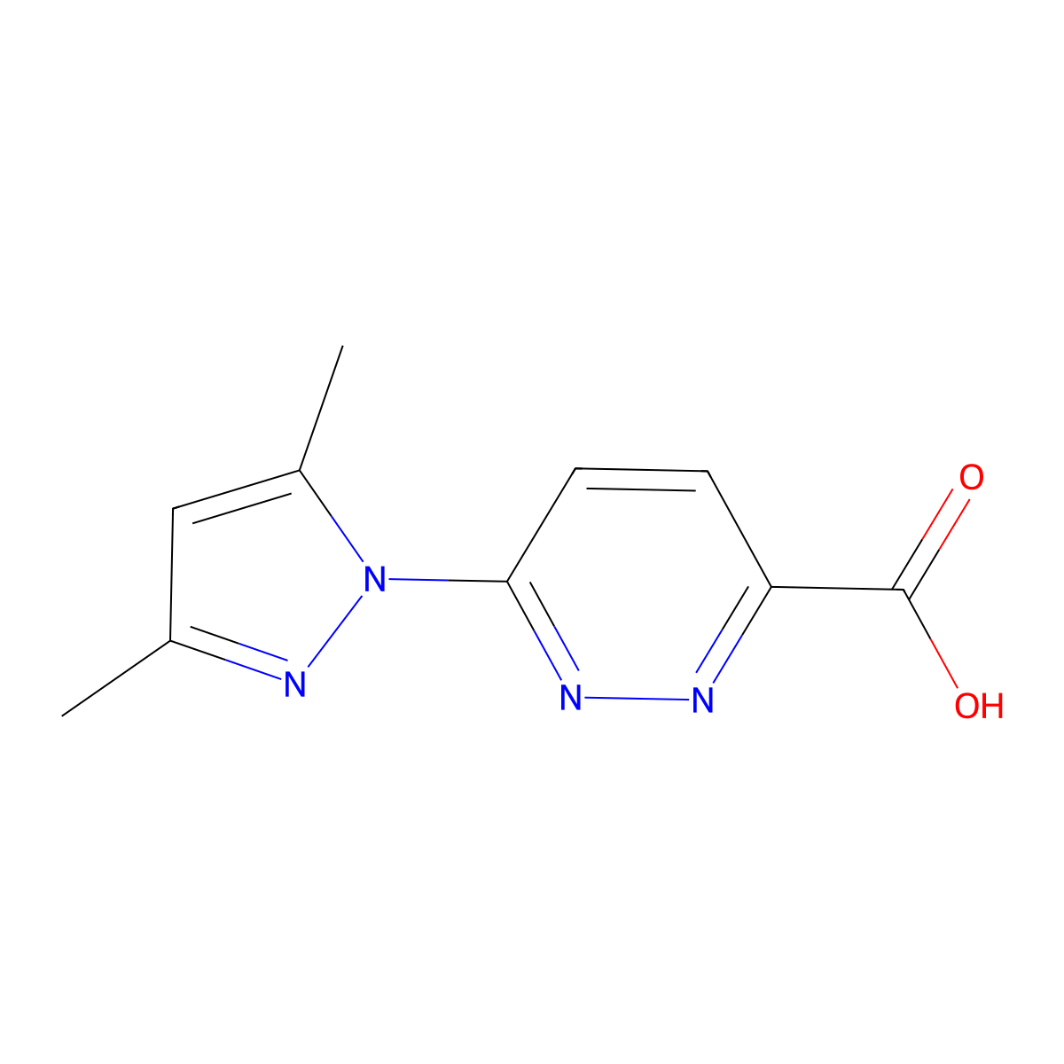6-(3,5-dimethyl-1H-pyrazol-1-yl)pyridazine-3-carboxylic acid molecular structure, CAS 1183061-69-9