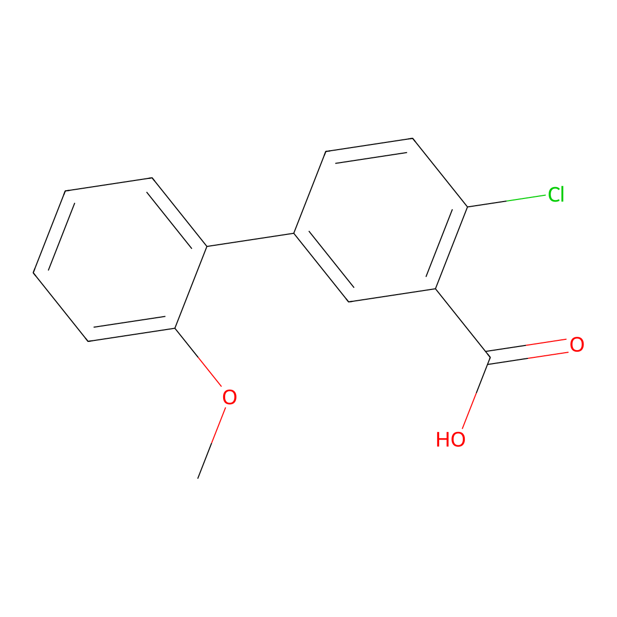 2-Chloro-5-(2-methoxyphenyl)benzoic acid molecular structure, CAS 1183062-15-8