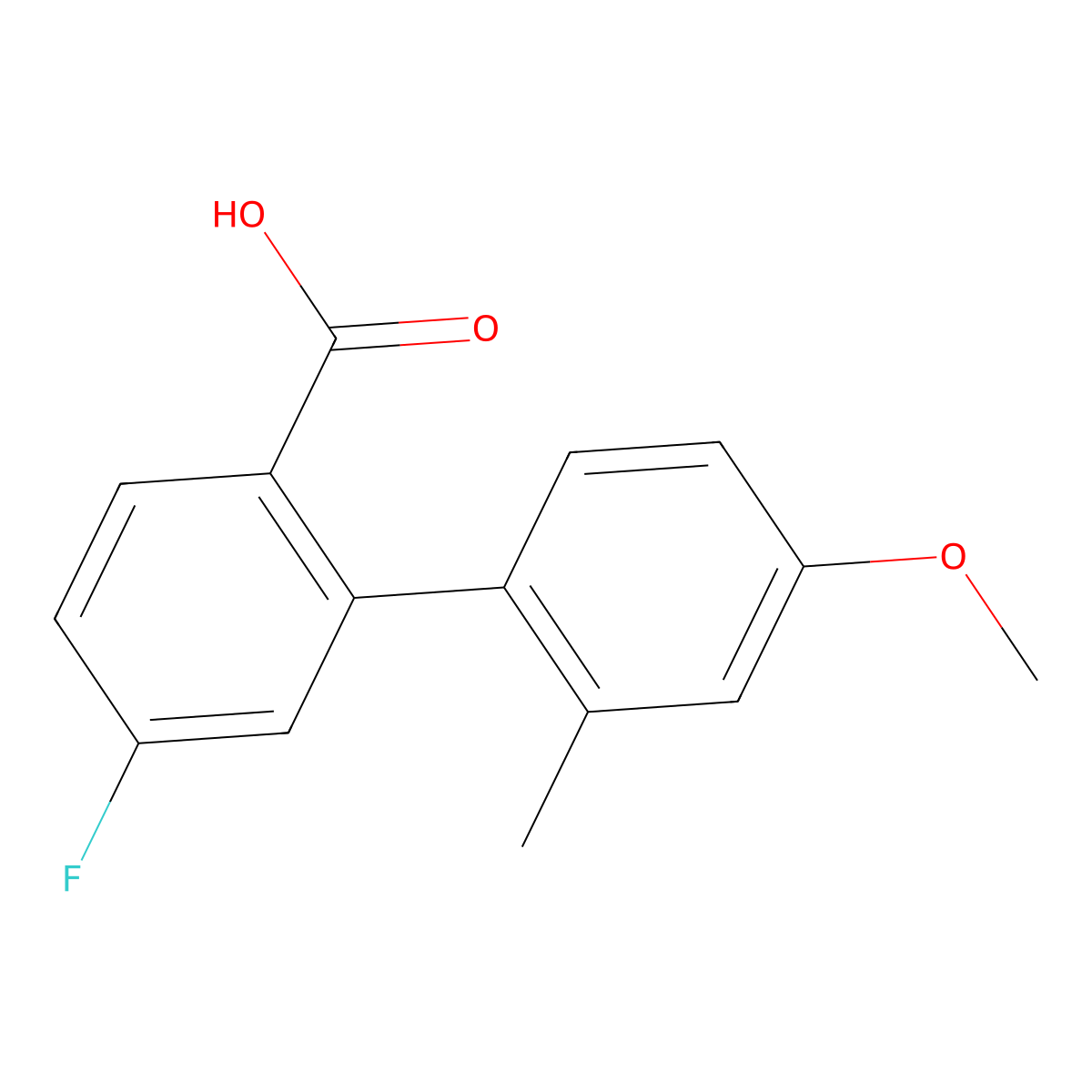 4-Fluoro-2-(4-methoxy-2-methylphenyl)benzoic acid molecular structure, CAS 1183066-20-7