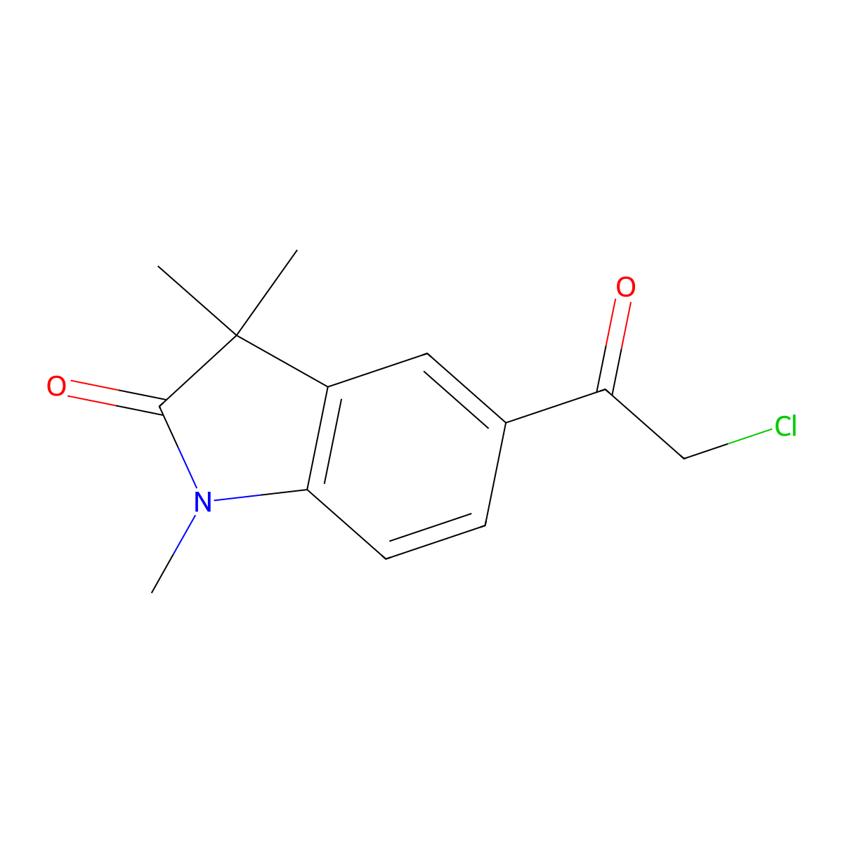 5-(2-chloroacetyl)-1,3,3-trimethyl-2,3-dihydro-1H-indol-2-one molecular structure, CAS 118307-01-0