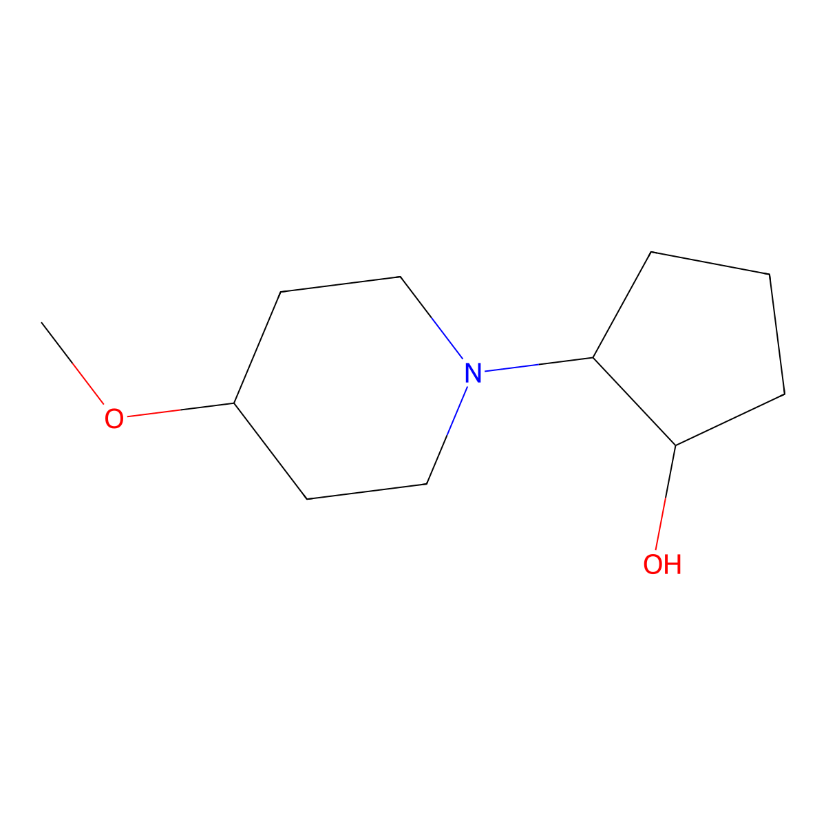 2-(4-Methoxypiperidin-1-yl)cyclopentan-1-ol molecular structure, CAS 1183072-00-5