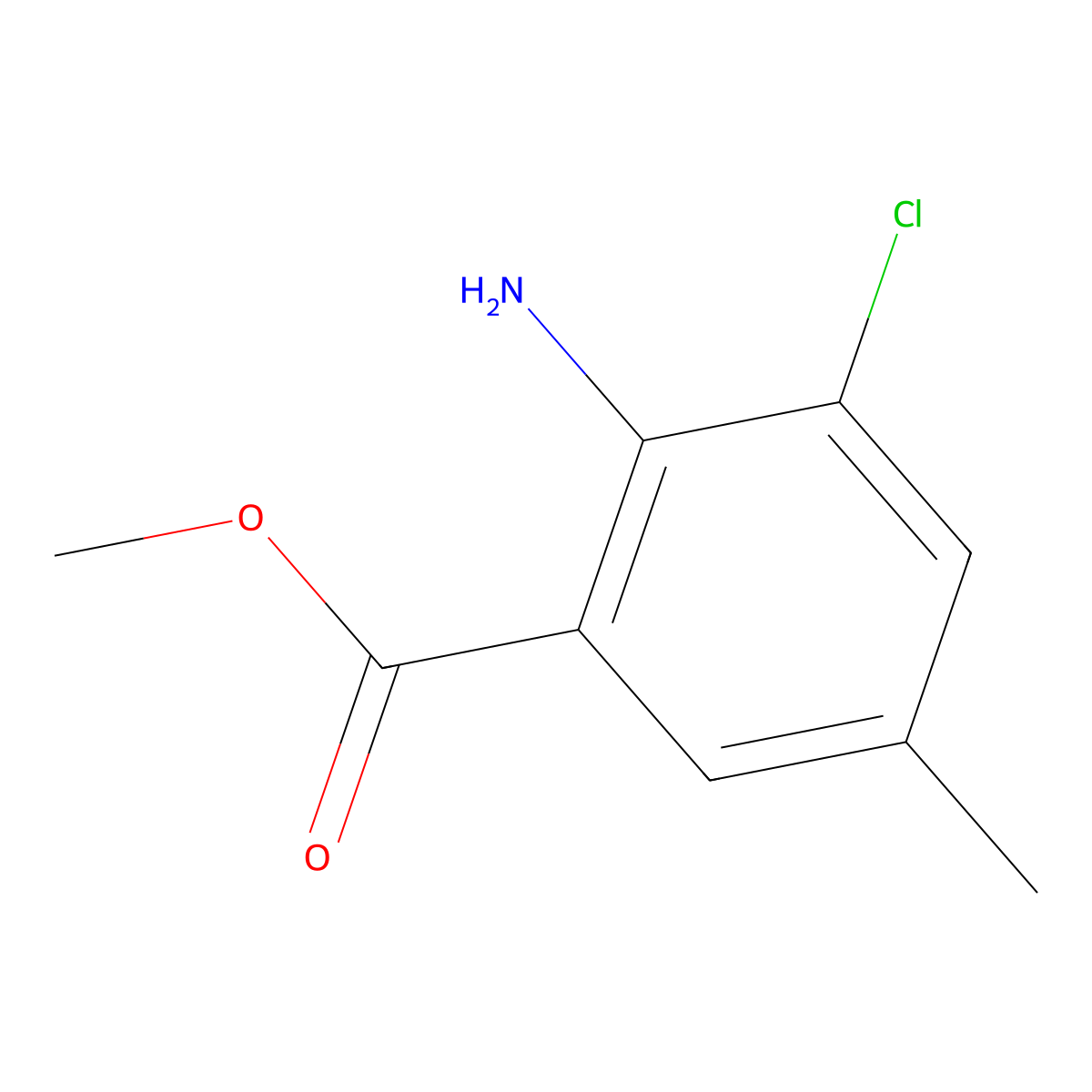 Methyl 2-amino-3-chloro-5-methylbenzoate molecular structure, CAS 1183076-29-0