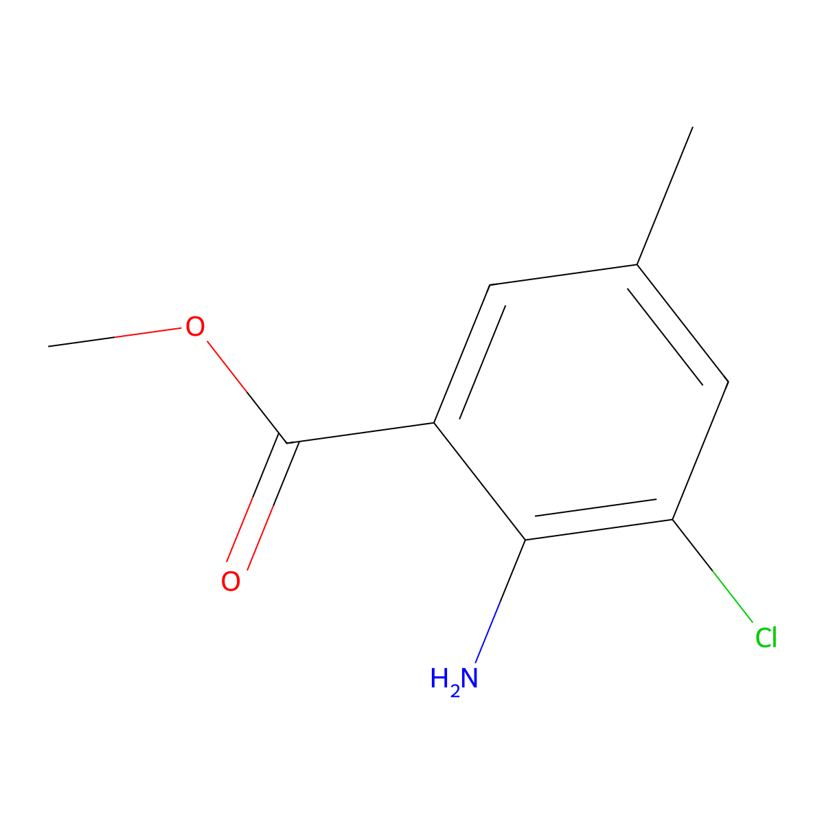Methyl 2-amino-3-chloro-5-methylbenzoate molecular structure, CAS 1183076-29-0
