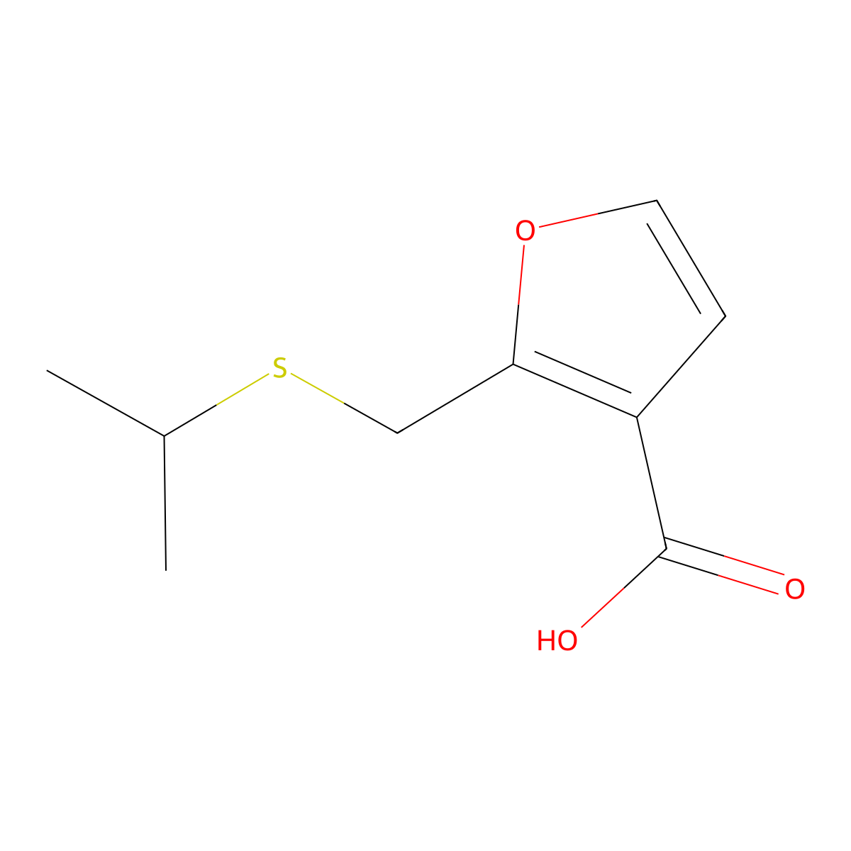 2-((Isopropylthio)methyl)furan-3-carboxylic acid molecular structure, CAS 1183077-93-1