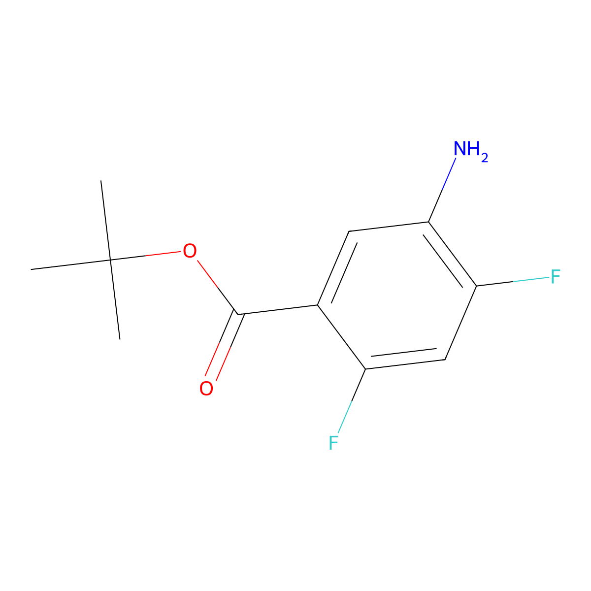 Tert-butyl 5-amino-2,4-difluorobenzoate molecular structure, CAS 1183081-18-6