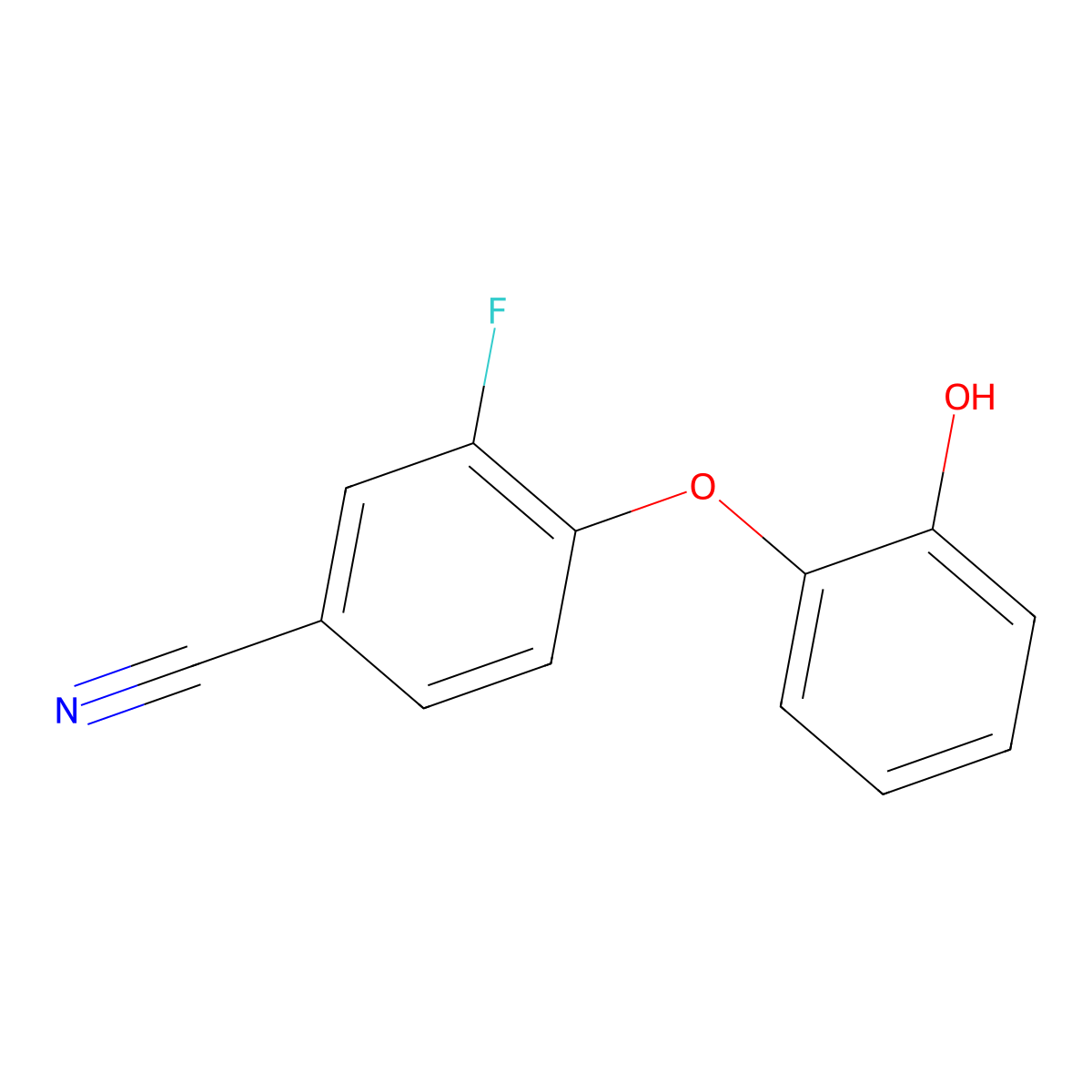 3-Fluoro-4-(2-hydroxyphenoxy)benzonitrile molecular structure, CAS 1183090-50-7