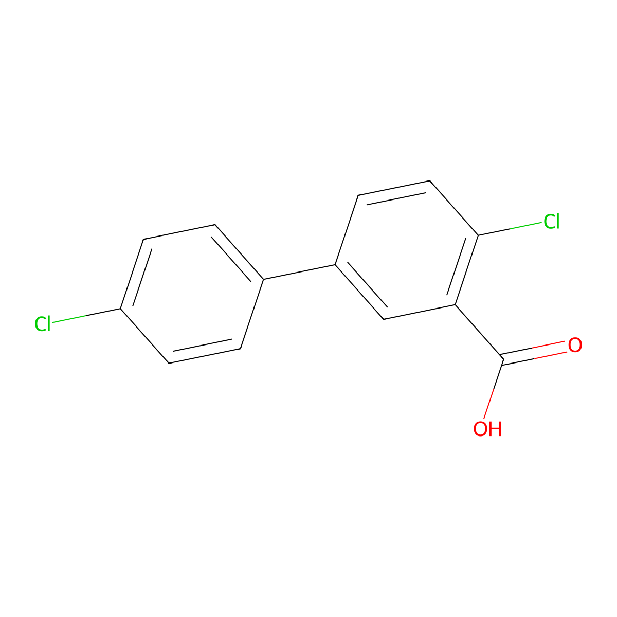2-Chloro-5-(4-chlorophenyl)benzoic acid molecular structure, CAS 1183115-17-4