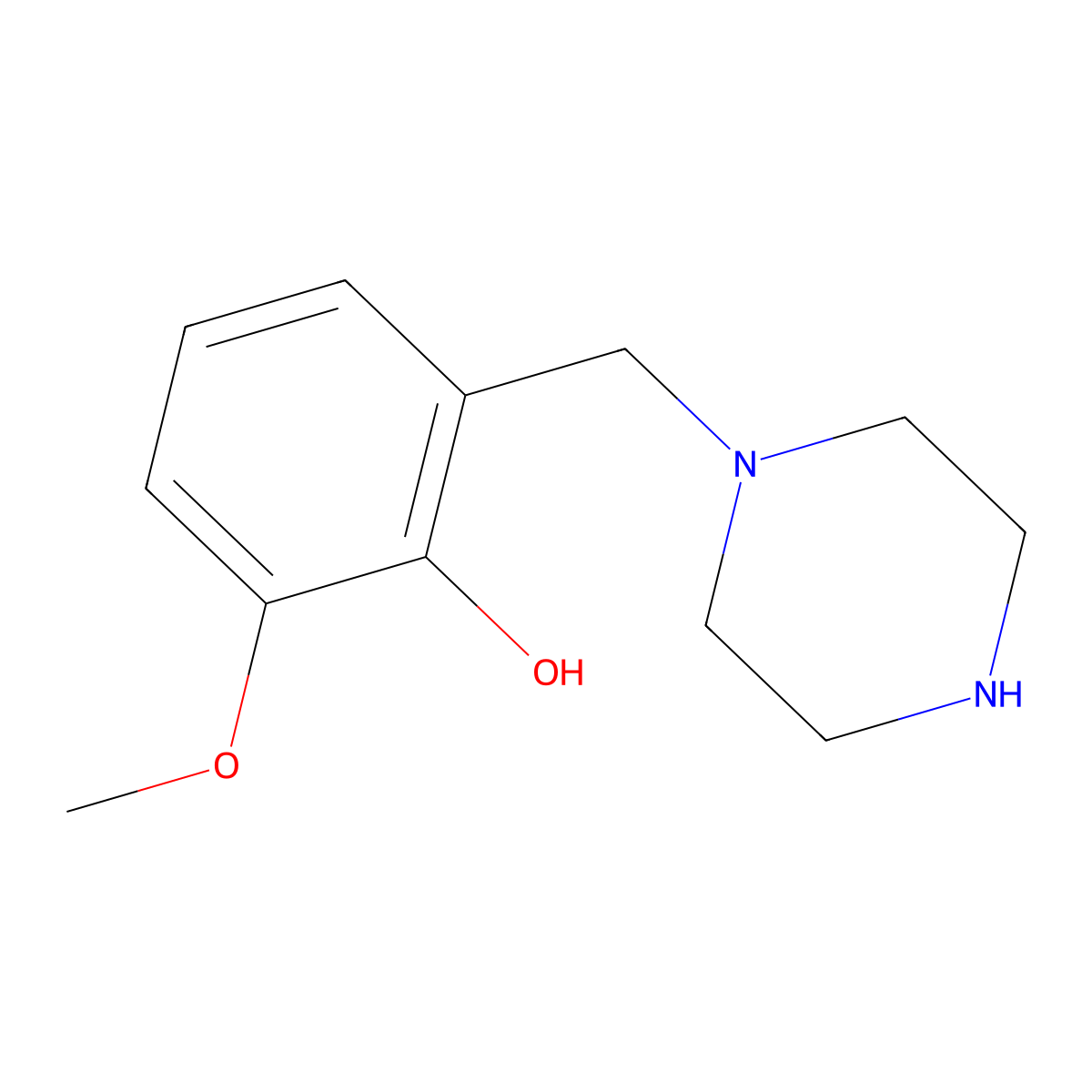 2-Methoxy-6-(piperazin-1-ylmethyl)phenol molecular structure, CAS 1183124-37-9