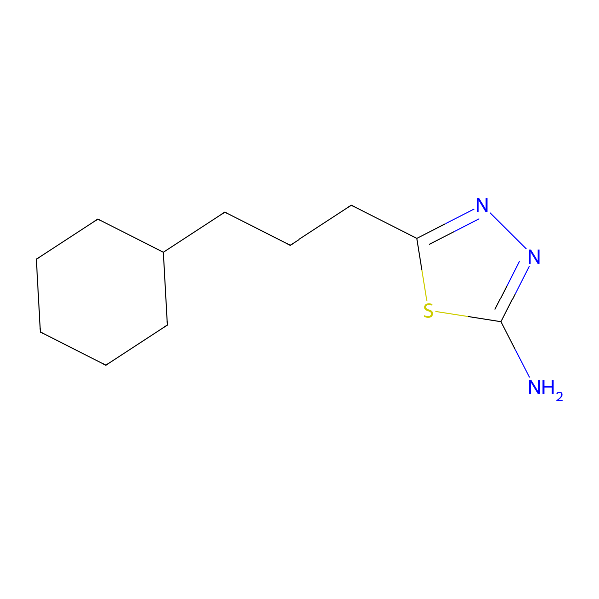 5-(3-Cyclohexylpropyl)-1,3,4-thiadiazol-2-amine molecular structure, CAS 118313-95-4