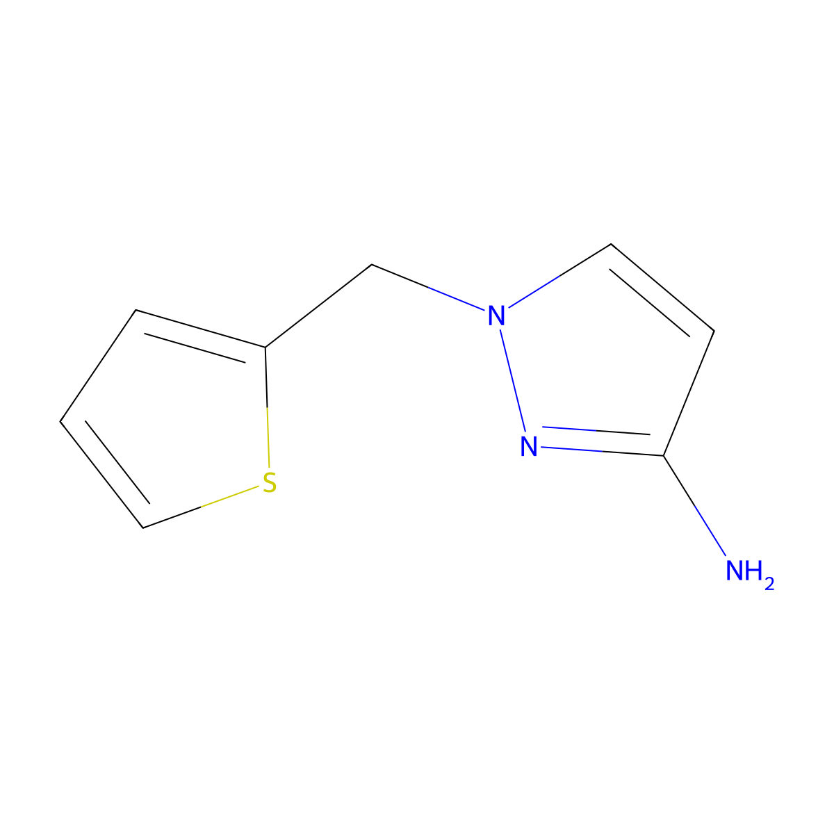 1-[(thiophen-2-yl)methyl]-1H-pyrazol-3-amine molecular structure, CAS 1183132-92-4