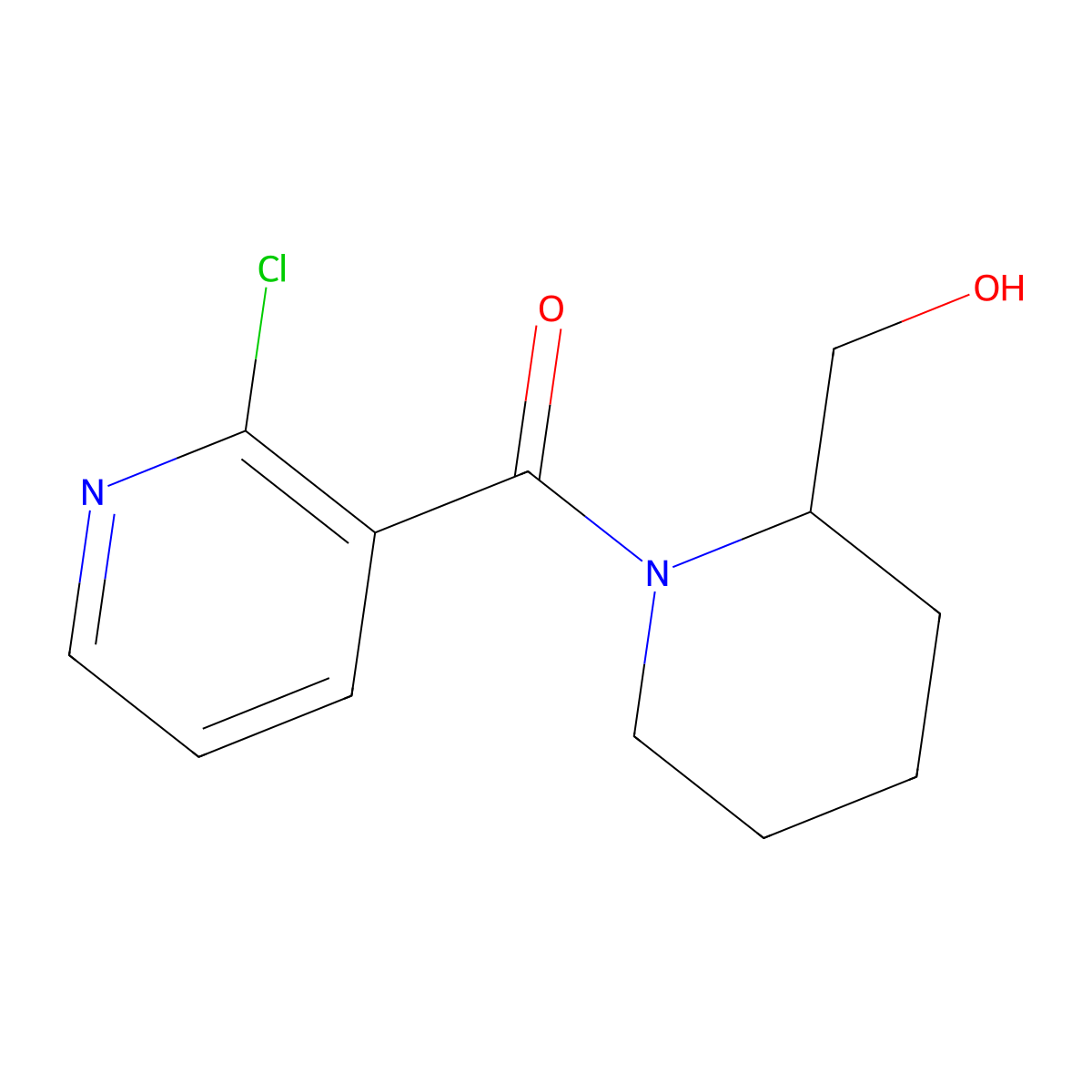 (2-Chloropyridin-3-yl)(2-(hydroxymethyl)piperidin-1-yl)methanone molecular structure, CAS 1183142-33-7