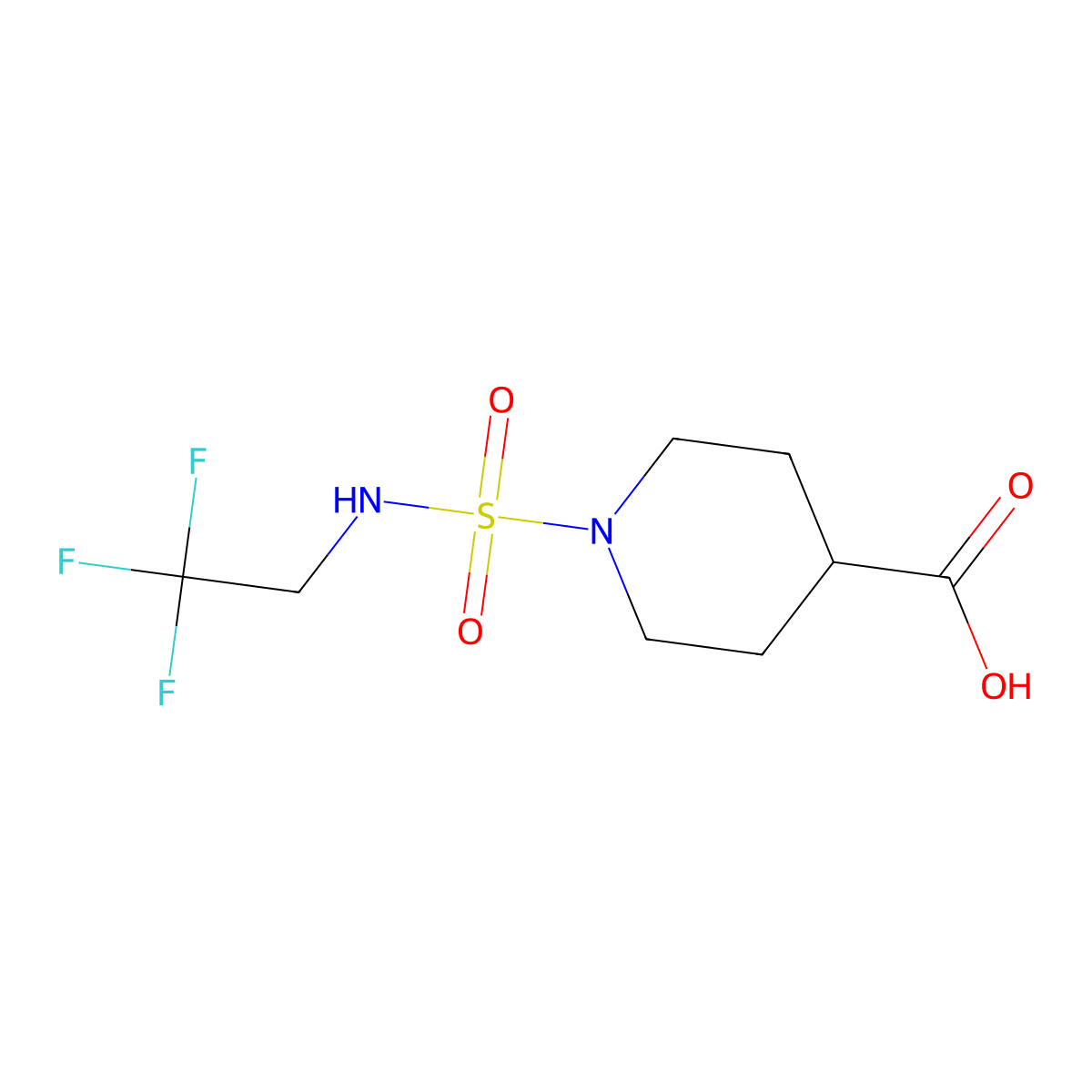 1-(N-(2,2,2-trifluoroethyl)sulfamoyl)piperidine-4-carboxylic acid molecular structure, CAS 1183142-42-8