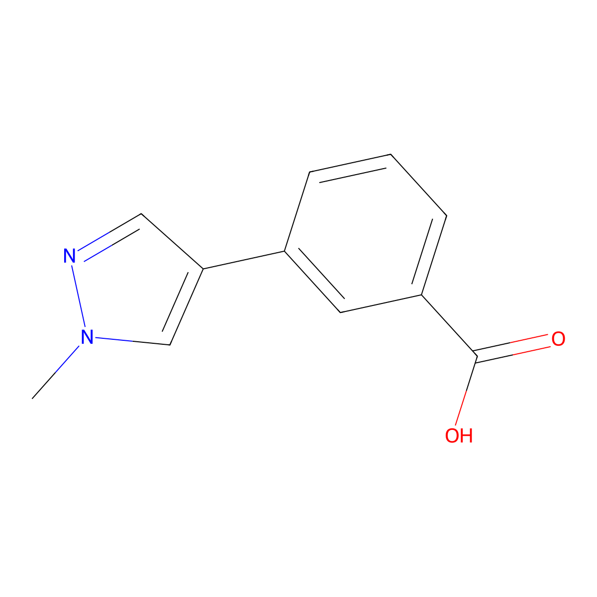3-(1-methyl-1H-pyrazol-4-yl)benzoic acid molecular structure, CAS 1183147-84-3