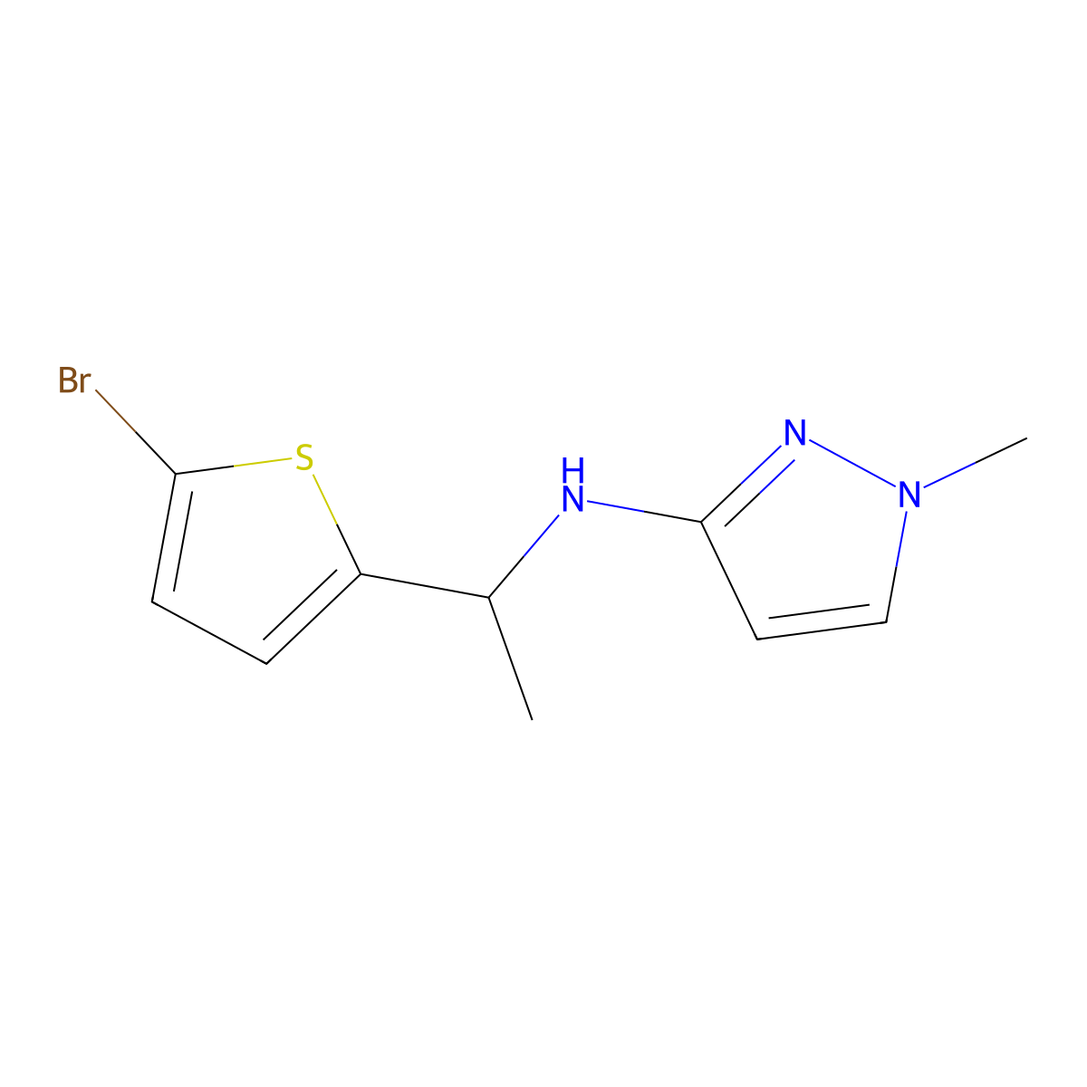 N-[1-(5-Bromothiophen-2-yl)ethyl]-1-methyl-1H-pyrazol-3-amine molecular structure, CAS 1183150-59-5